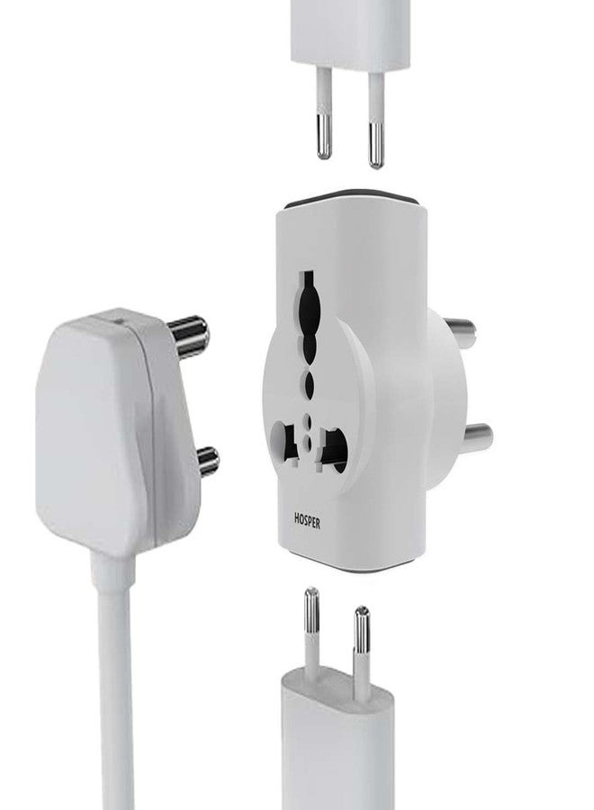Hosper 6A to 16A Converter Plug | Truly Universal Multi Plug Power Adapter | 3 Pin Adapter Socket for Heavy Duty Appliances | Universal Socket Converter - White - Image 1